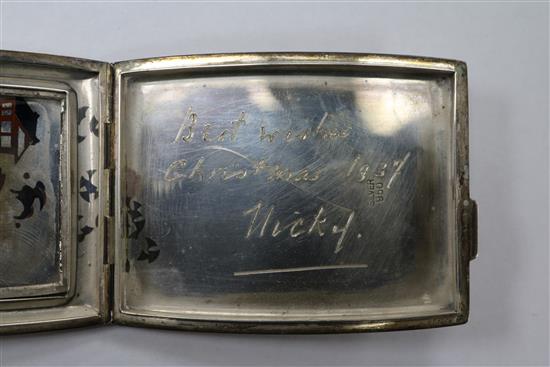 A Japanese silver and mixed metal card case 74mm.